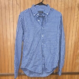 Blue Checkered Men's Long-Sleeve Shirt Size Medium